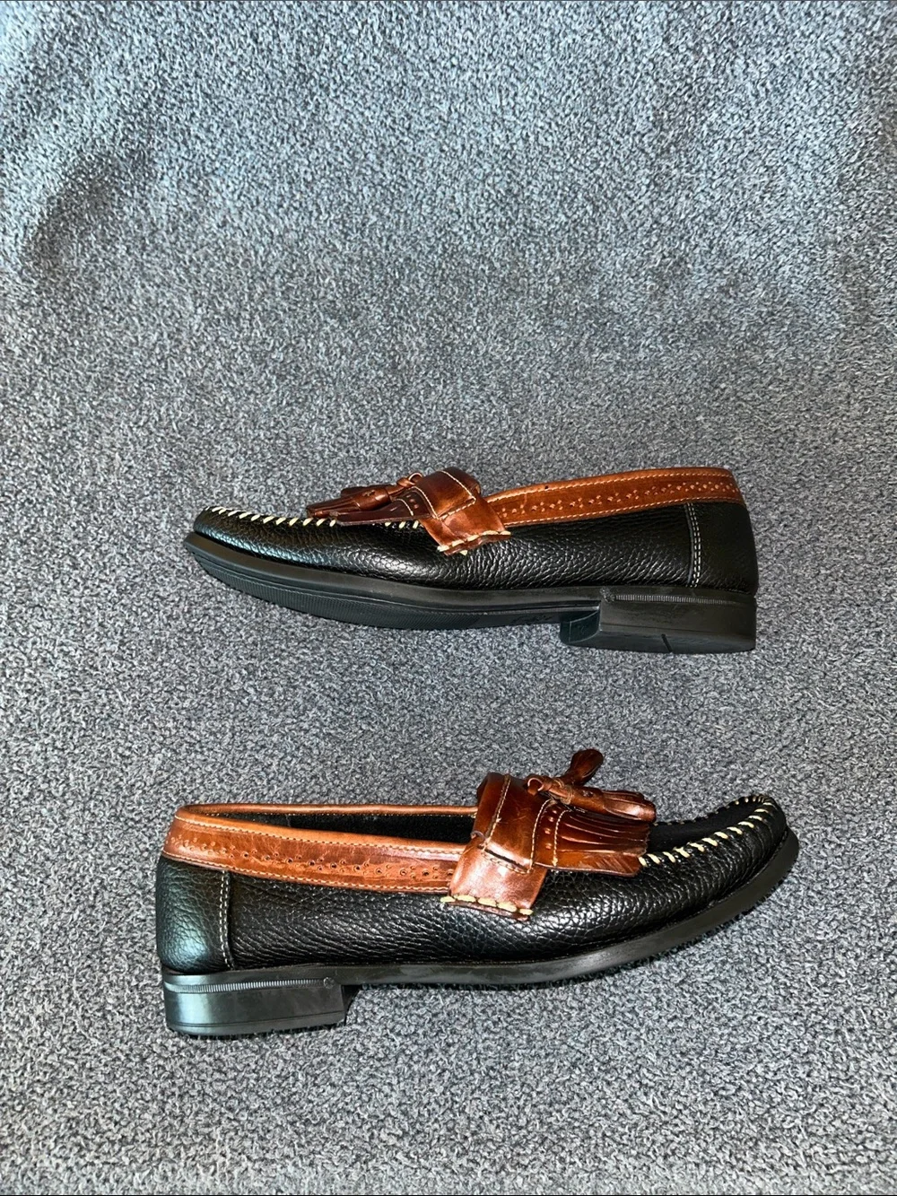 G.H. Bass & Co. Black and Brown Tassel Kiltie Loafers